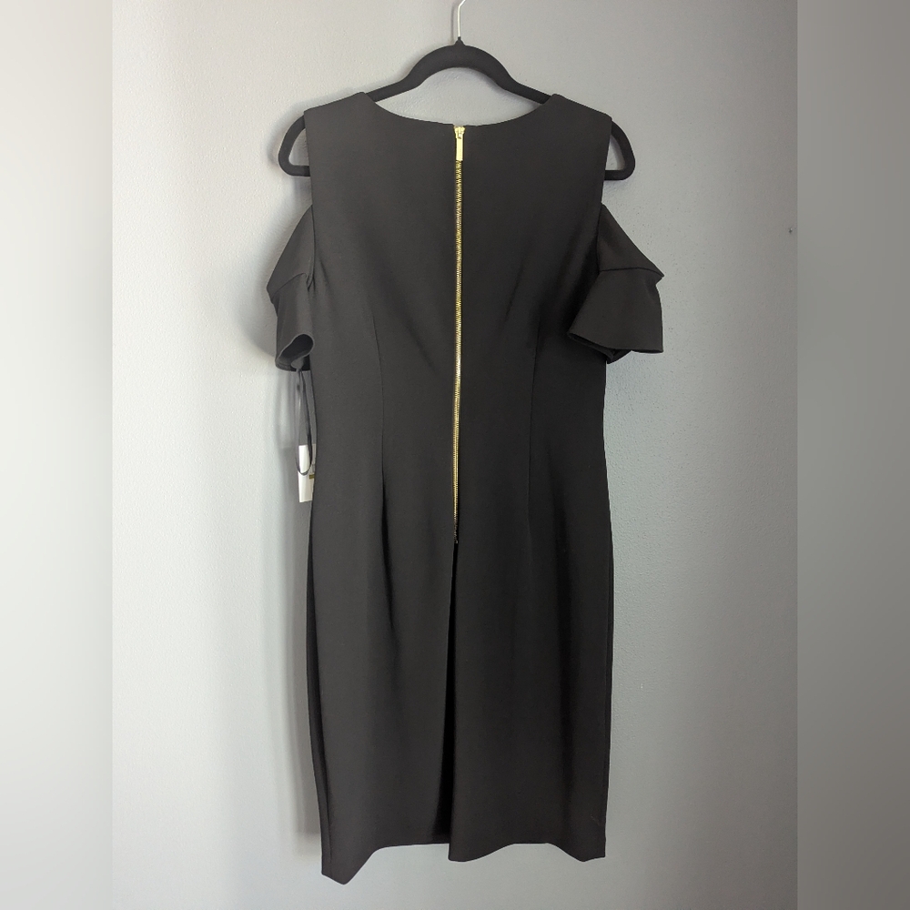 Calvin Klein black peep shoulder dress women's size 14 20.5 X 14 x41 - Picture 4 of 4